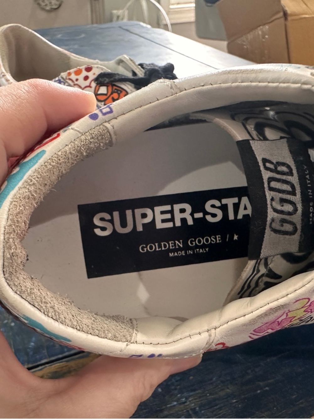 Golden Goose Graffiti Lace-Up Sneakers - Black Laces VGUC slight creasing - Picture 4 of 14